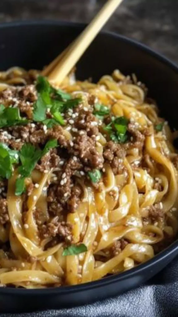 Easy Mongolian Ground Beef Noodles Recipe