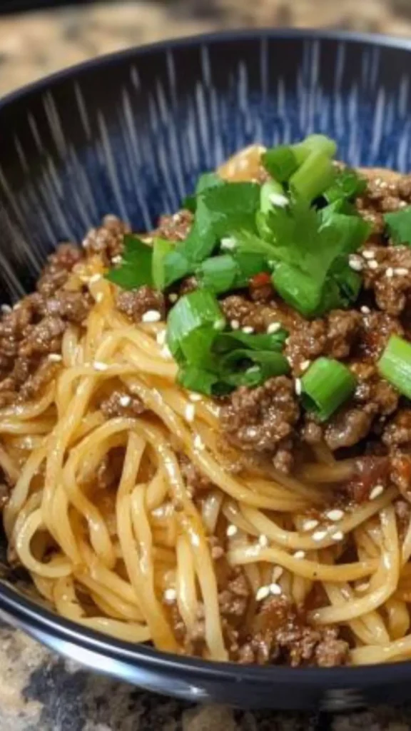 Mongolian Ground Beef Noodles Recipe
