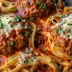 baked spaghetti and meatballs