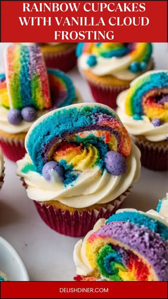 Rainbow Cupcakes with Vanilla Cloud Frosting Rainbow Cupcakes with Vanilla Cloud Frosting