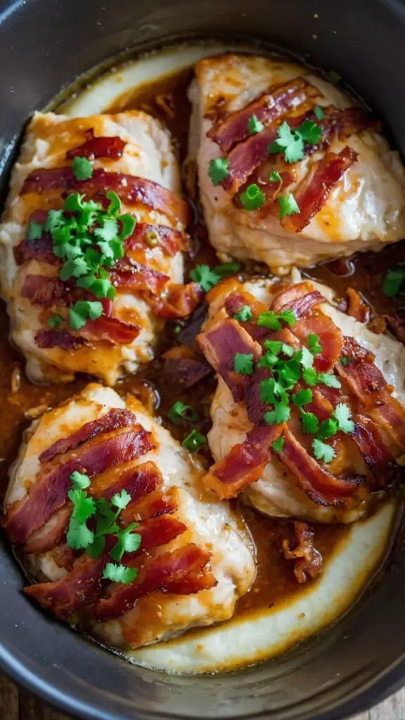 how to make slow cooker bacon brown sugar garlic chicken recipe